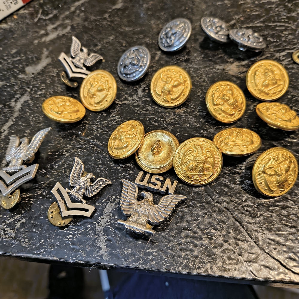 Gold and Silver USN Cuff Links Set